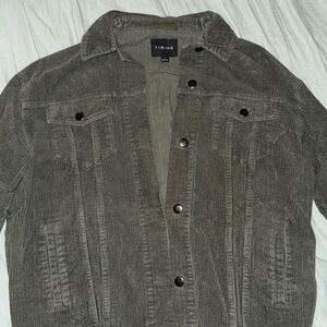 Forever 21 drop sleeve corduroy button down shirt in olive  size S